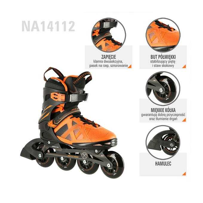 NA14112 CZARNO-POMARAŃCZOWY ROZM. 38 ŁYŻWOROLKI NILS EXTREME